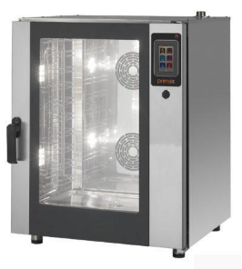 Primax Plus Gastro PG-DTE110-HD sopii ravintolaan, ammattikeittiöön, ruokalaan ja ruokakauppojen ateriavalmistukseen. Tässä monitoimiuuni on varustettu höyrykeitolla, kiertoilmapaistolla ja niiden yhdistelmäpaistolla.